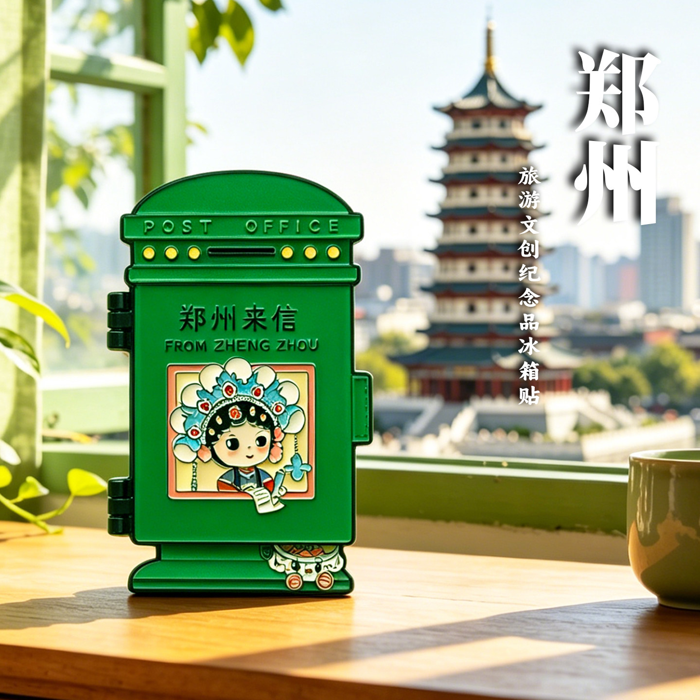 河南郑州特色邮箱金属冰箱贴磁吸旅游城市景点文创纪念品伴手礼物