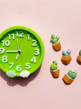 个性创意电子闹钟厨房钟表冰箱贴磁性贴可爱小清新3d立体时钟磁铁