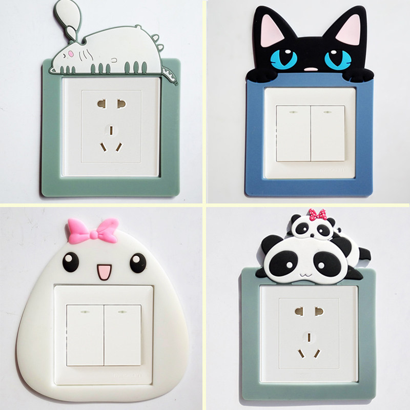 创意可爱卡通免粘软胶夜光开关贴墙贴保护套擦座贴开关装饰保护贴,家居饰品,开关贴,淘宝优惠券,粉丝福利购,淘宝优惠卷