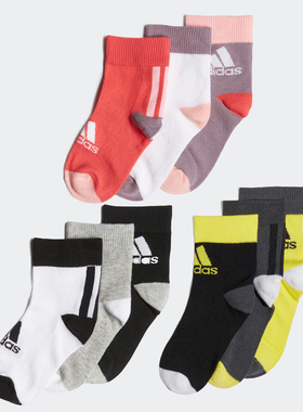 阿迪达斯adidas大童运动童透气中筒棉袜子3双装FN0995 FN0997