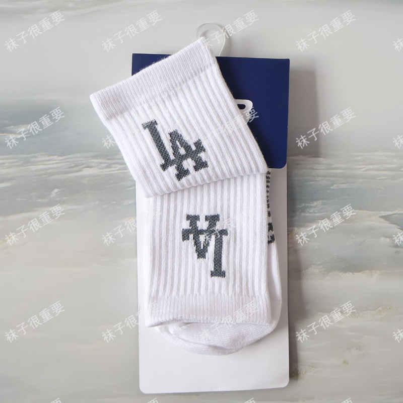 MLB潮款男袜女子运动透气休闲撞色logo中筒袜子一双装3ASOMB14N