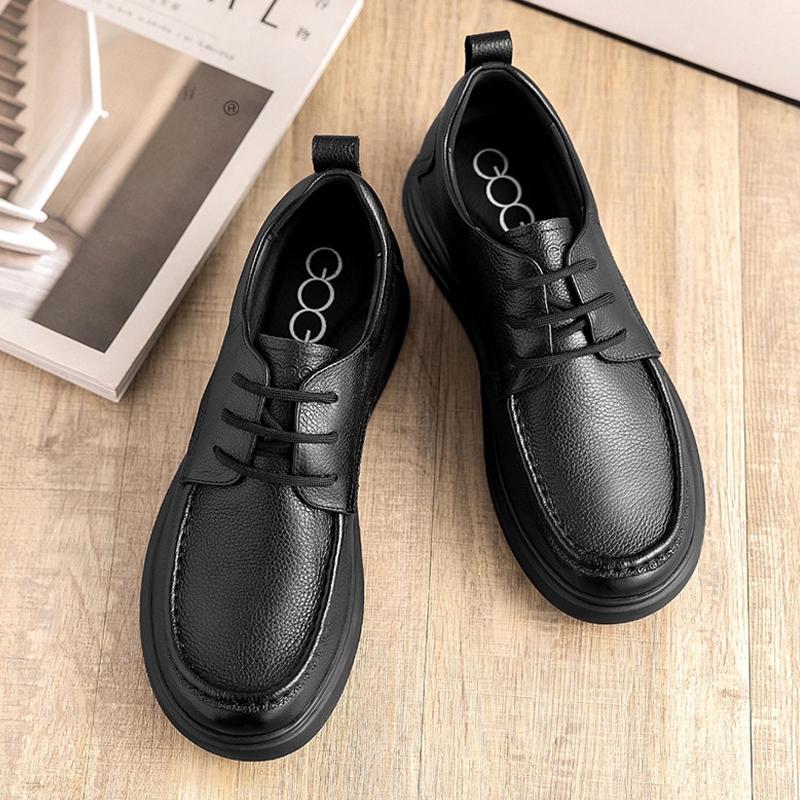 高哥内增高男鞋2025新款秋季真皮商务皮鞋子男潮鞋百搭男士休闲鞋