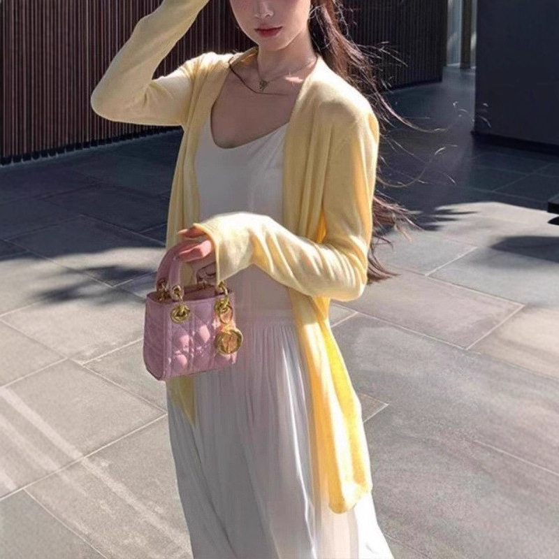 设计感薄款慵懒风中长款外搭开衫女2025春夏女装新款针织外套上衣