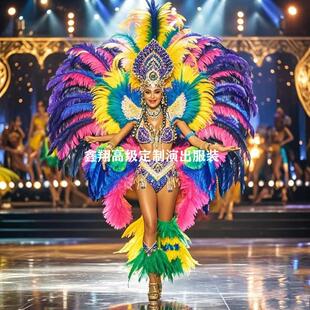 开场大气高端羽毛背板桑巴演出服装巴西狂欢节红磨坊桑巴表演巡游