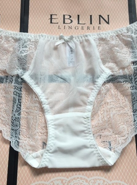 速发韩国EBLIN简约时尚蝴蝶结白色仙美女士三角无痕薄款透视裤子