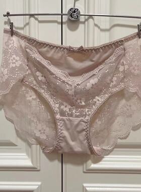 韩国EBLIN时尚蝴蝶结清新香芋粉性感蕾丝透气修身舒适女平角内裤
