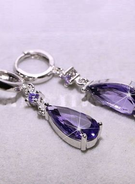 时空中的绘旅人叶瑄耳坠衍生cos紫色锆石水滴耳环二次元周边配饰