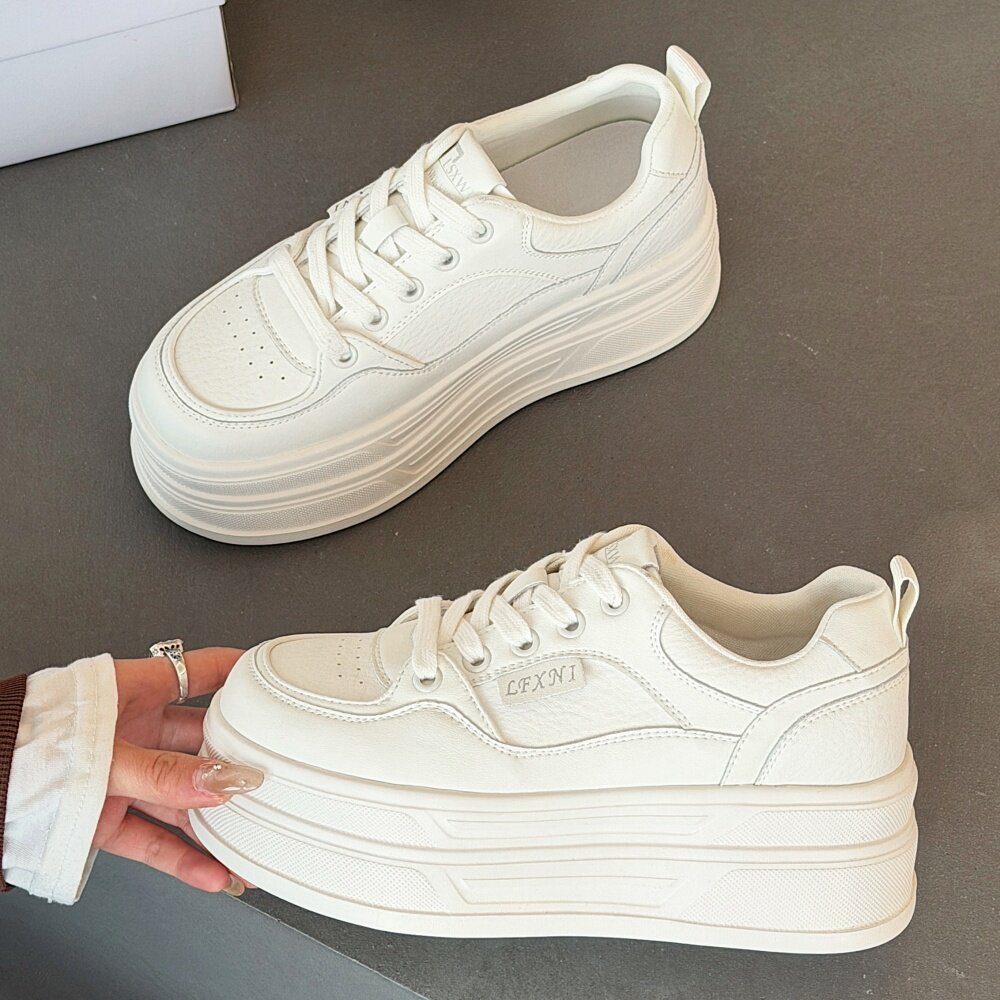 2026春季新款真皮厚底增高小白鞋女百搭休闲板鞋学生运动鞋8CM潮