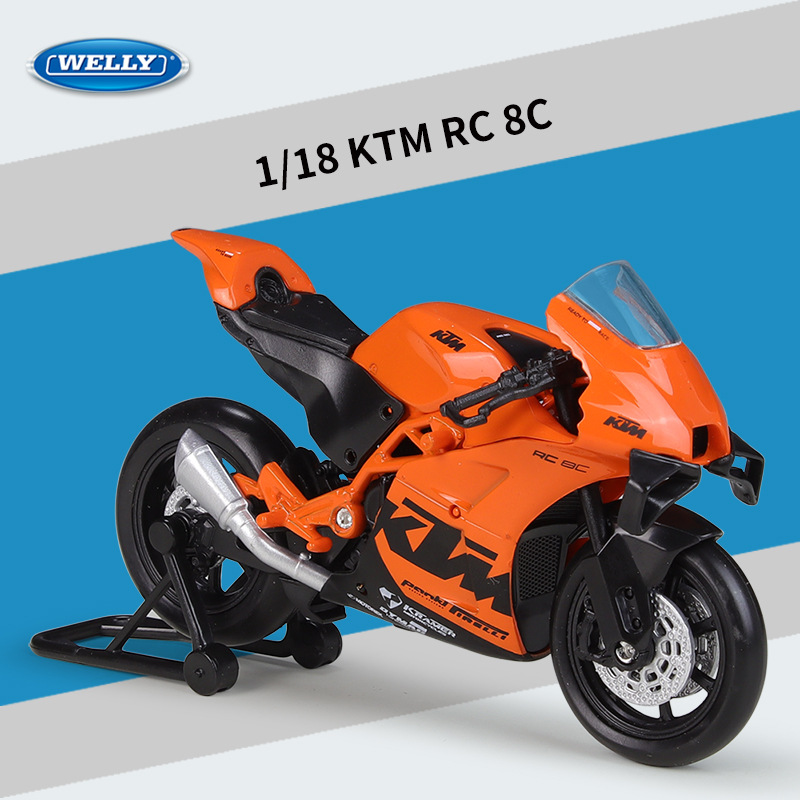 威利WELLY1:18KTM RC 8C公路赛重机车仿真合金摩托车成品模型