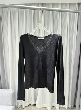 0MB.欧洲站新品深圳南油气质长袖针织打底衫V领简约气质百搭上衣