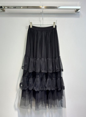 0MB.欧洲站新品南油高端网纱蕾丝多层花边半身裙腰显瘦百搭蛋糕裙