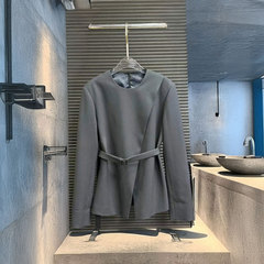 0MB.欧洲站新品MRSSTETE南油高端圆领气质西服气质开叉圆领外套女