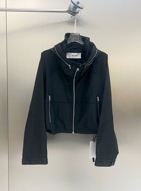 0MB.欧洲站新品FANLEONA减龄宽松防风外套纯色连帽拉链长袖上衣女