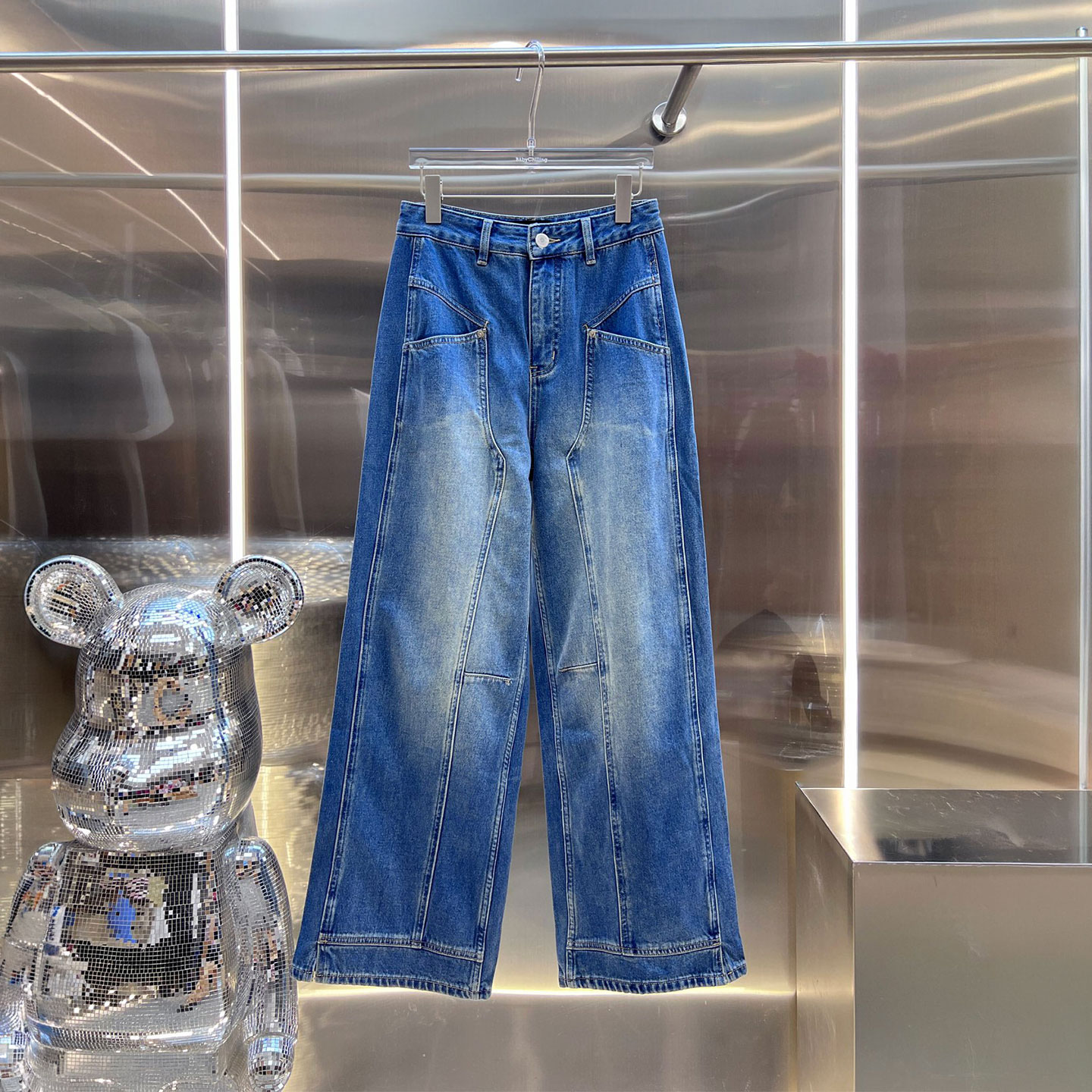 0MB.欧洲站新品南油高端高腰显瘦宽松直筒阔腿裤窄版直筒牛仔裤女