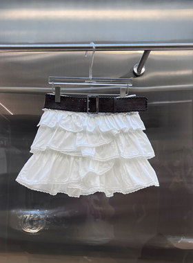 0MB.欧洲站新品深圳南油甜美蕾丝荷叶边半身裙显瘦白色减龄蛋糕裙