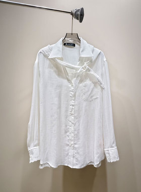 0MB.欧洲站新品HELMCH英伦风单排扣宽松上衣显瘦百搭减龄天丝衬衫