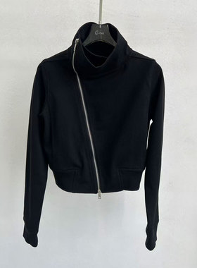 0MB.欧洲站新品不对称斜拉链连帽短款卫衣百搭时尚减龄设计感外套