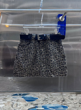 0MB.欧洲站新品BābyChìlling复古防走光包臀裙洗水豹纹牛仔半裙