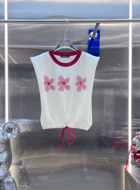 0MB.欧洲站新品BābyChìlling印花荷叶边背心荡领无袖褶皱T恤潮