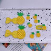 爱买就淘满钻底菠萝蝴蝶结刺绣贴片宠物发夹diy儿童发饰材料