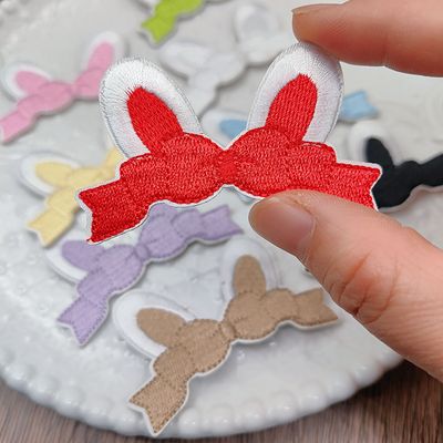 爱买就淘满钻打底兔耳新品刺绣贴片宠物发夹diy狗发饰狗狗发夹DIY