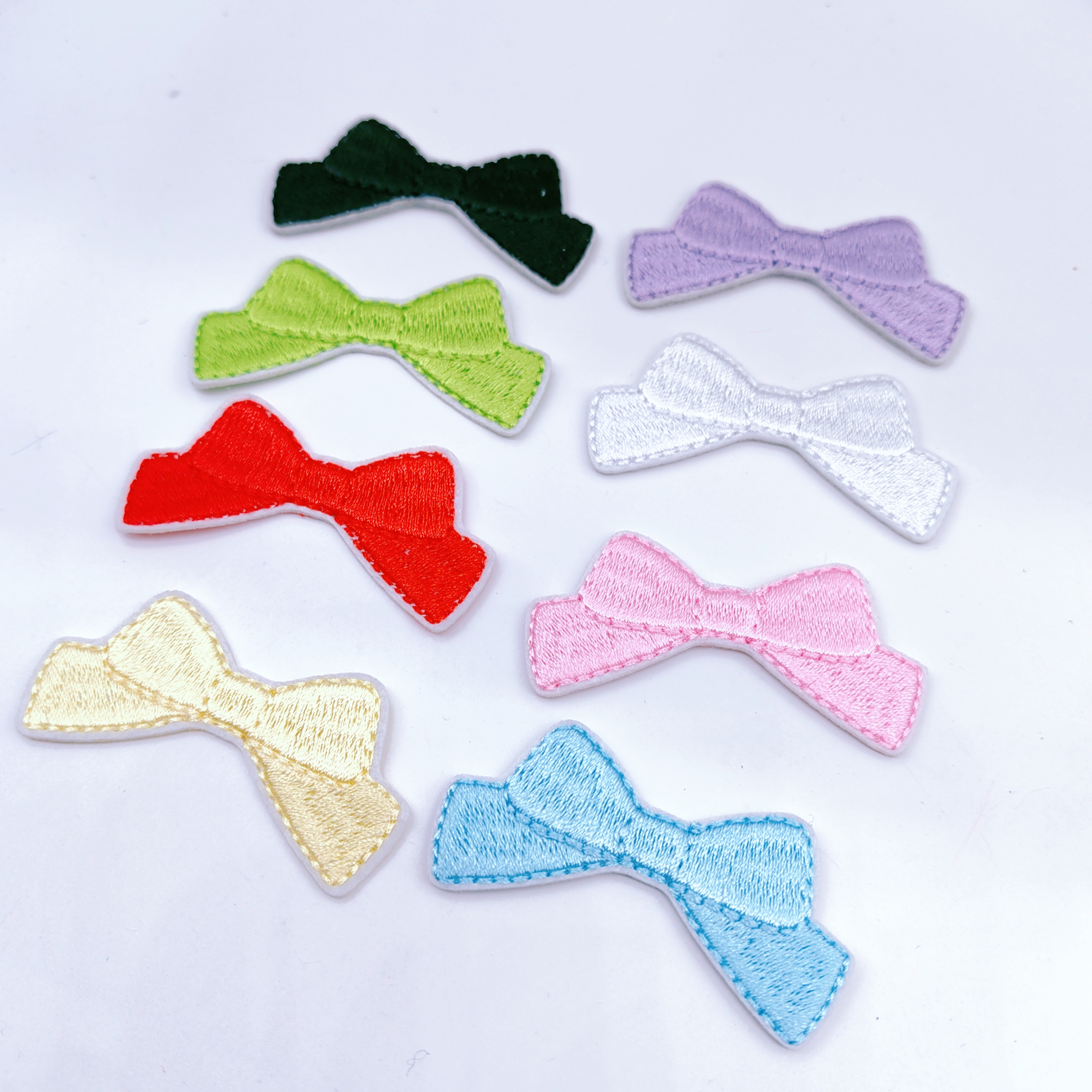 爱买就淘多色满钻打底蝴蝶结刺绣贴片宠物发夹diy儿童发饰材料