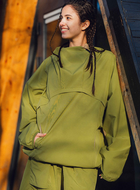 Halcyon SOLOTEX抗皱防泼水蝙蝠袖套头外套宽松高领连帽上衣