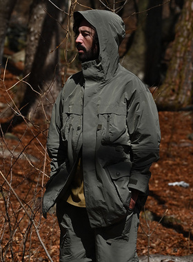 Halcyon 22SS 日系复古户外防水防风连帽袖子可拆卸多口袋冲锋衣