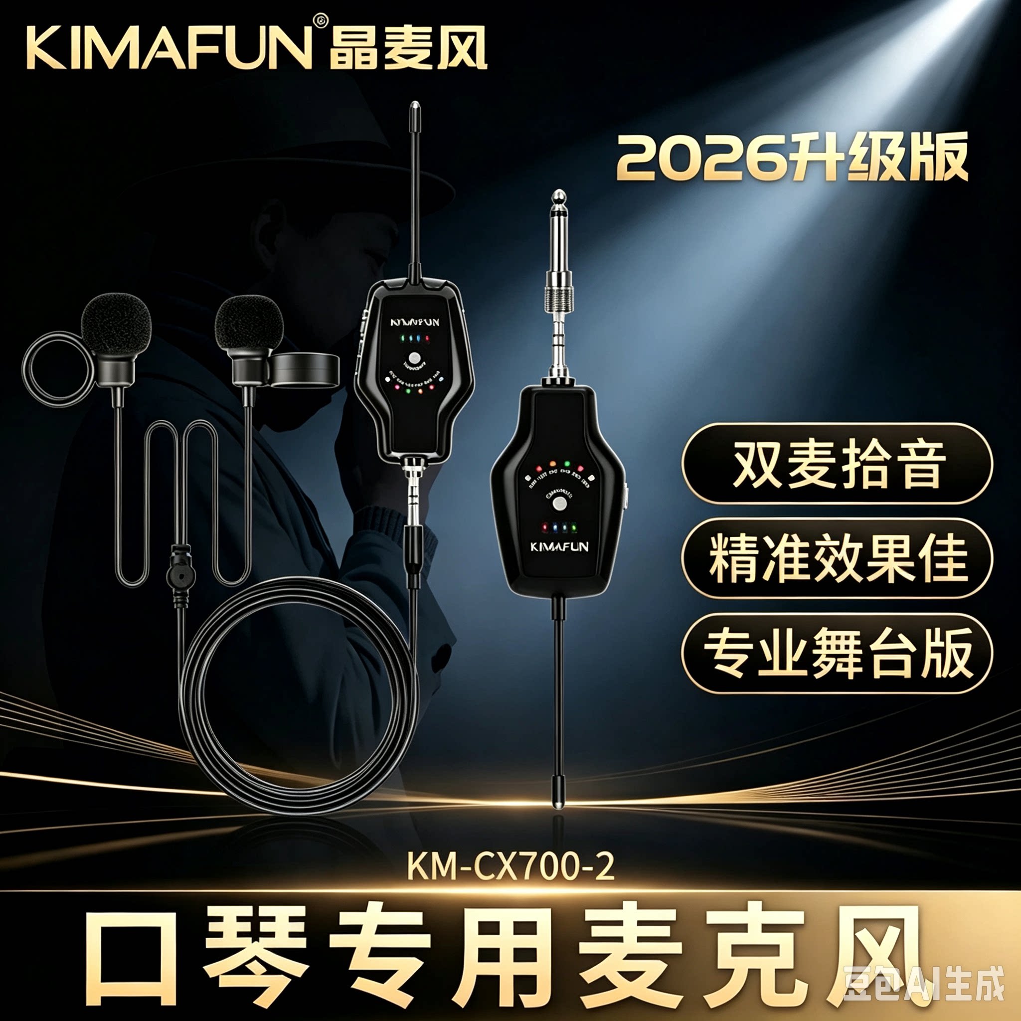 新晶麦风CX700-2口琴无线麦克风专业户外话筒演出专用乐器拾音器图片