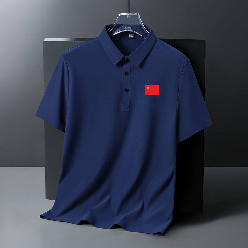 无痕冰丝国家队运动POLO衫夏季训练休闲短袖冰丝羽毛球服翻领T恤