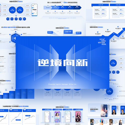 高端大气蓝色专业品质PPT模板