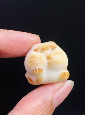 象牙果大脸猫咪上下通孔配件diy手工材料项链配饰文玩佛珠手串