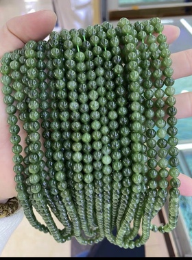 卡6mm俄料碧玉108佛珠菠菜绿水头三圈手链女单圈翠手串饰品礼物