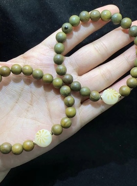 8MM绿檀木手链搭配菩提根炭烤包子古风手串