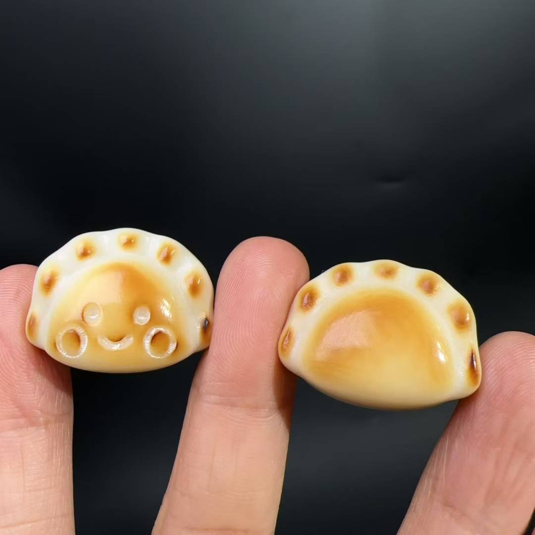象牙果原果微笑饺子通孔配件diy手工编织手绳项链文玩手串配饰