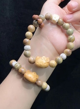 10MM绿檀木手链搭配檀香木kityy猫手链檀香木跑环手串