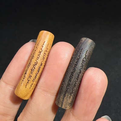 绿檀木沉香木弯管五条经文复古项链diy手工文玩配饰佛珠手串配件