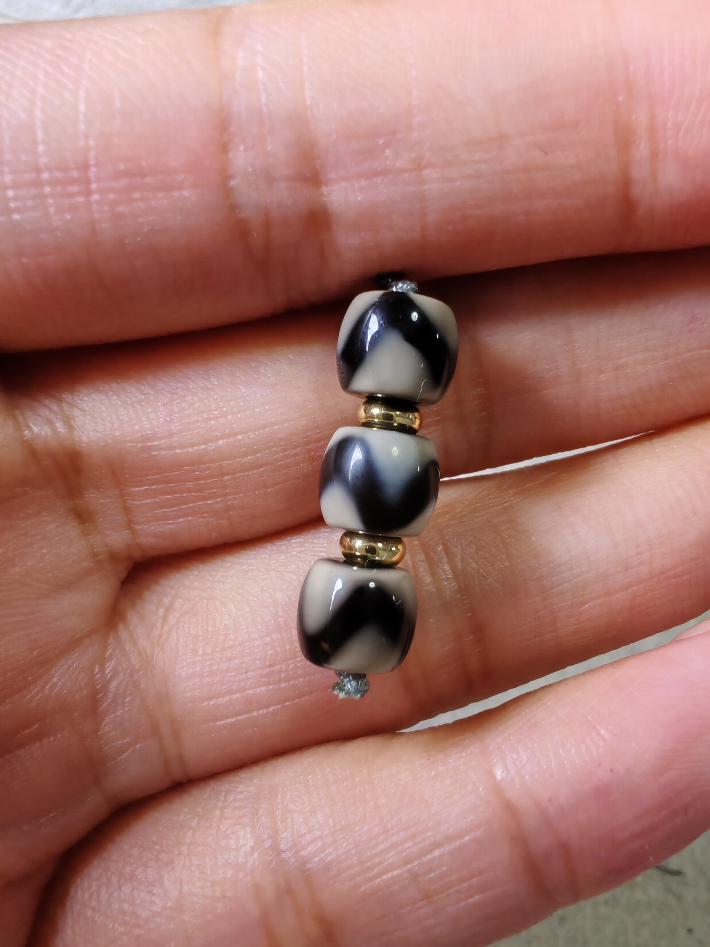 7MM天然天珠一线虎牙玛瑙直切老型珠顶珠腰珠手串配珠星月菩提配