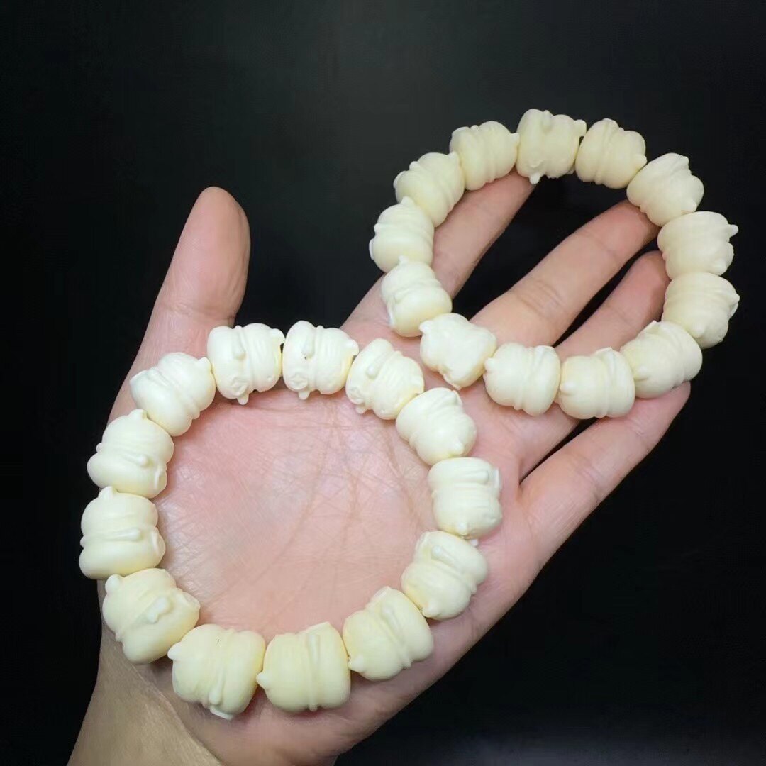 象牙果招财猫手链盘玩佛珠文玩念珠绕指柔手链男女