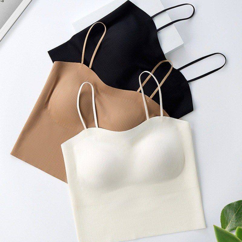 新款自带胸垫吊带一体式背心文胸抹胸夏季打底薄款美背无痕内衣女