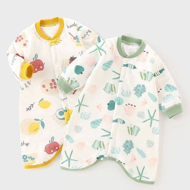 婴儿保暖睡袍秋冬加厚睡觉防踢宝宝睡裙男童家居服连体衣睡衣长袖