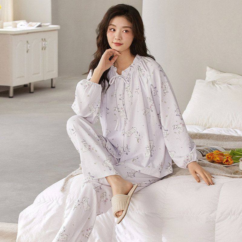 新款春夏季纯棉月子服a类抗菌孕妇拉链喂奶衣哺乳睡衣套装薄款