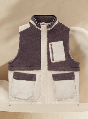 李宁正品冬季篮球运动生活系列男子加绒保暖拼接休闲马甲AMDR079