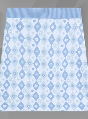 Lining/李宁正品新款女子时尚百搭舒适修身透气针织短裙ASKS786