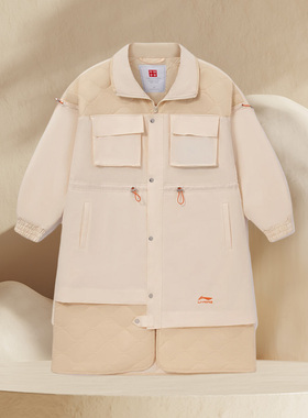 中国李宁正品秋冬时装周走秀款男子保暖宽松时尚长款棉服AFMR476