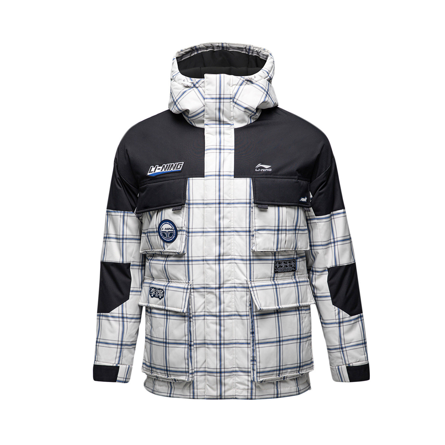 李宁正品冬季新款运动时尚系列男子宽松鸭绒中羽绒服AYMQ129