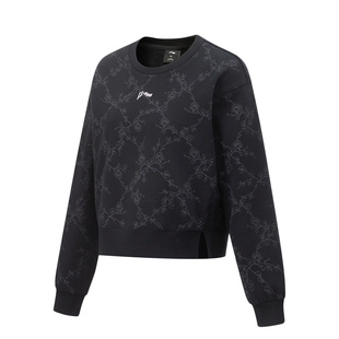 女子健身休闲宽松加绒保暖套头卫衣AWDT792 冬季 Lining 李宁正品