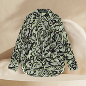 潮流满印长袖 女子运动休闲时尚 衬衫 外套ASHS128 李宁正品 新款