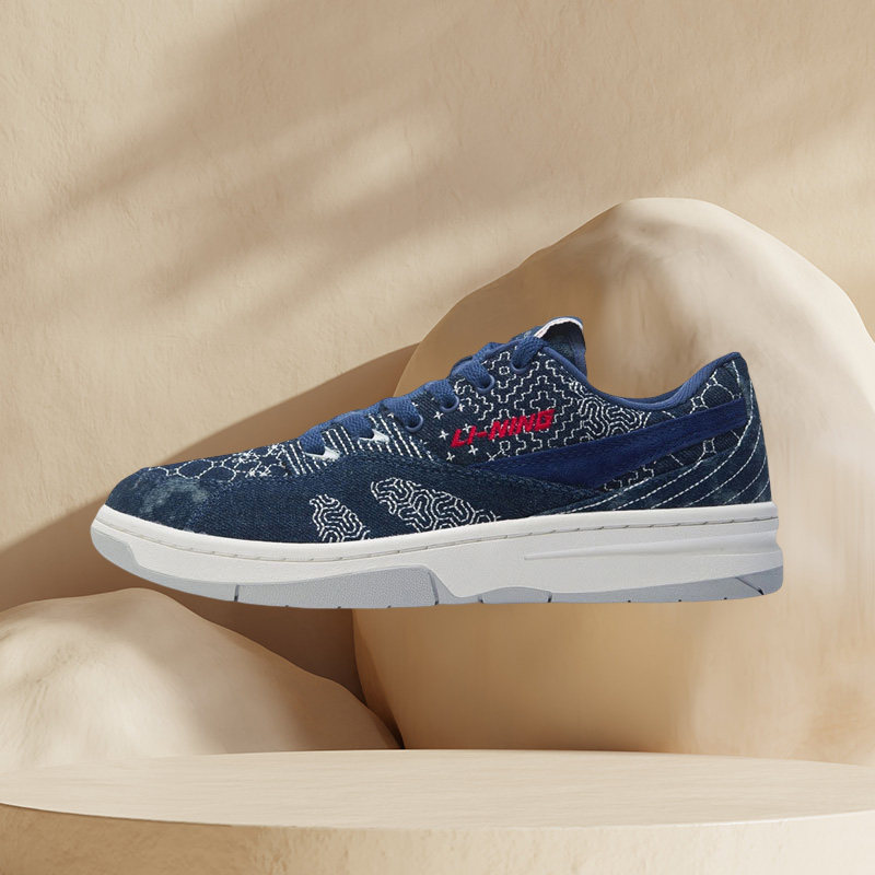 中国李宁正品民族风时尚刺绣设计男女休闲运动板鞋agbr074