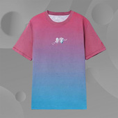 渐变色印花男子透气舒适宽松短袖 中国李宁正品 潮流时尚 T恤AHSR529